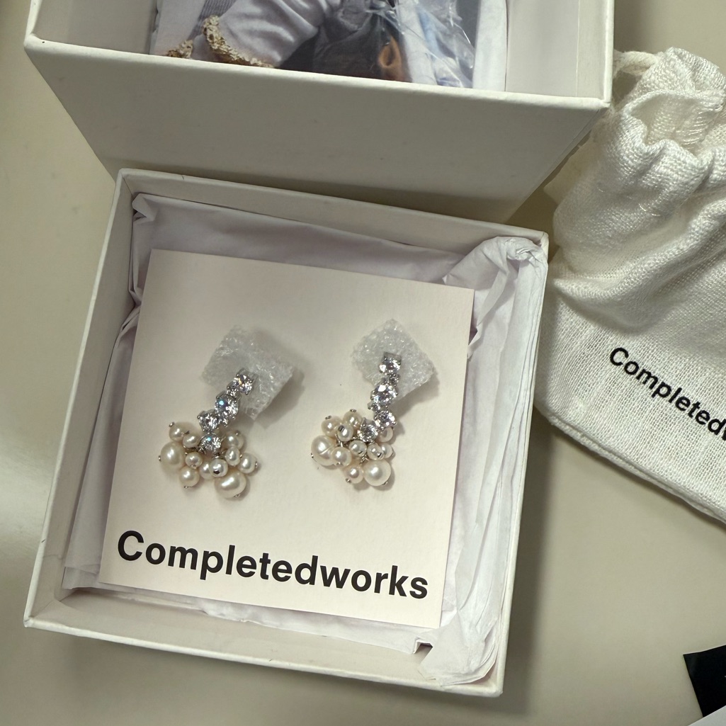 Completedworks Silver Pearl And Crystal Earrings